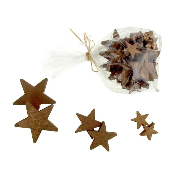 Christmas Star Wooden Cutouts, Golden, 3 Sizes, 30 Piece