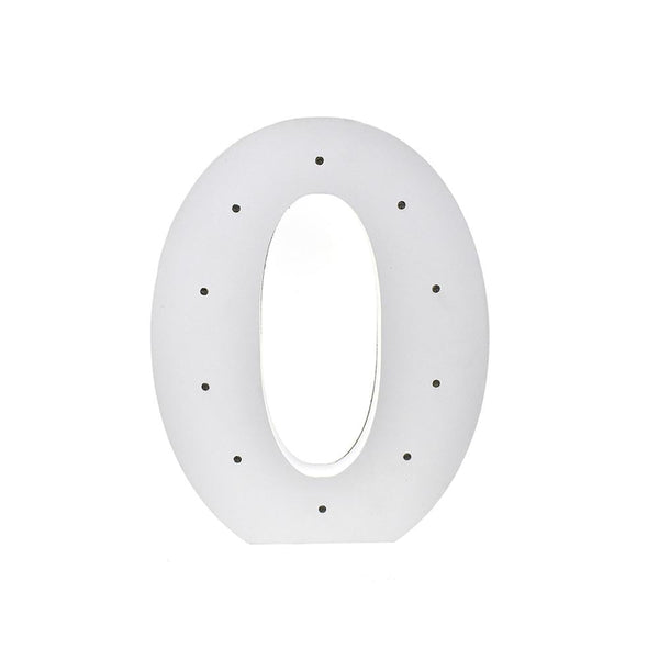 Wooden LED Number 0, White, 11-1/2-Inch