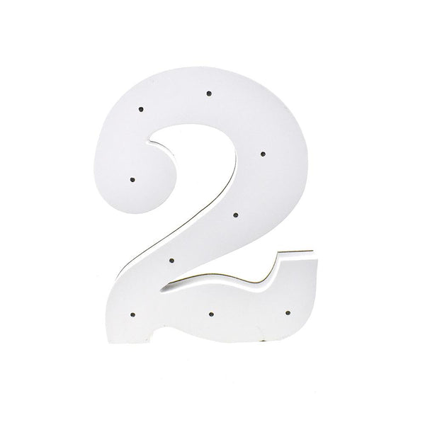 Wooden LED Number 2, White, 11-1/2-Inch