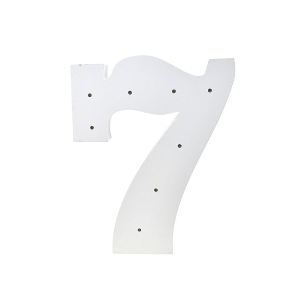 Wooden LED Number 7, White, 11-1/2-Inch