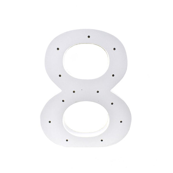 Wooden LED Number 8, White, 11-1/2-Inch