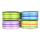 Colorful Ric Rac Printed Wired Ribbon, 1-1/2-Inch, 10-Yard