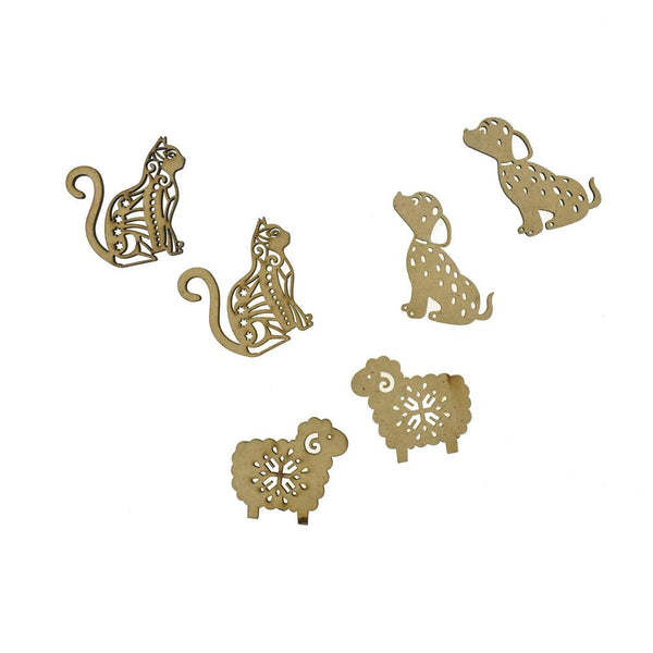 Animal Pals Laser-Cut Ornate Wood Shapes, Natural, 6-Count