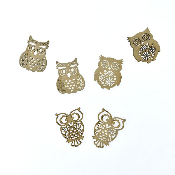 Owl Laser-Cut Ornate Wood Shapes, Natural, 6-Count