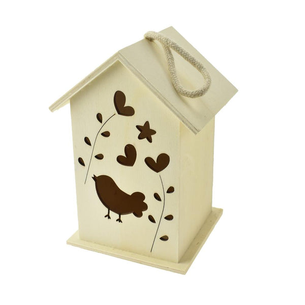 Giant Bird Hearts Laser-Cut Birdhouse, Natural, 7-1/2-Inch