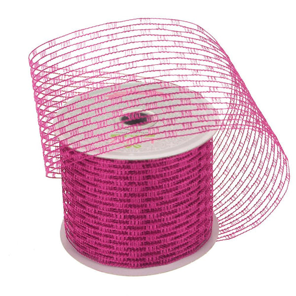 Stretch Netting Wired Mesh Ribbon, 2-1/2-Inch, 10 Yards, Fuchsia