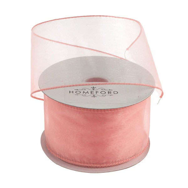 Sheer Organza Wired Edge Ribbon, 2-1/2-Inch, 10 Yards, Blush