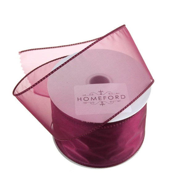 Sheer Organza Wired Edge Ribbon, 2-1/2-Inch, 10 Yards, Wine