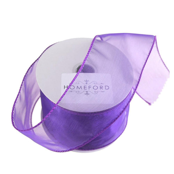 Sheer Organza Wired Edge Ribbon, 2-1/2-Inch, 10 Yards, Purple