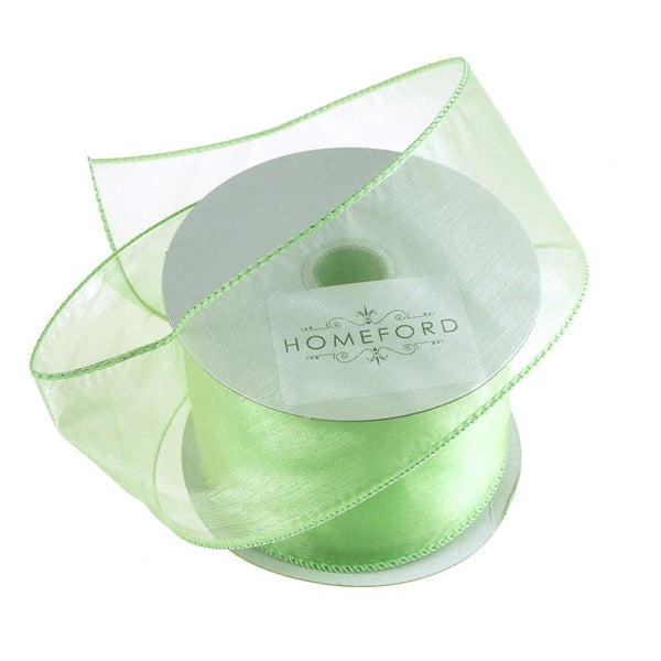 Sheer Organza Wired Edge Ribbon, 2-1/2-Inch, 10 Yards, Mint Green