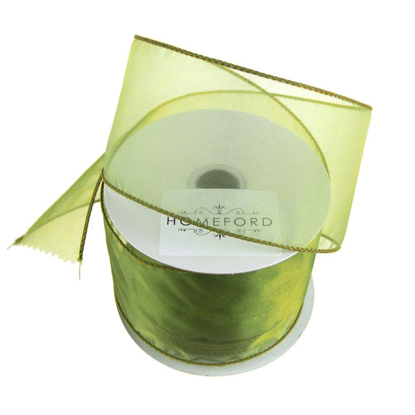 Sheer Organza Wired Edge Ribbon, 2-1/2-Inch, 10 Yards, Moss Green