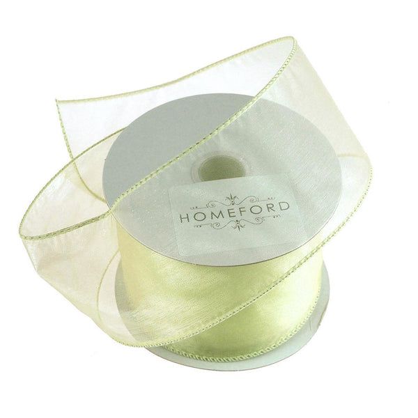 Sheer Organza Wired Edge Ribbon, 2-1/2-Inch, 10 Yards, Baby Maize Yellow