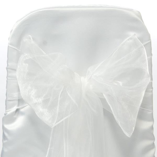 Organza Chair Bow Sash, 9-inch, 10-feet, 6-piece, White