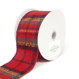 Christmas Flannel Plaid Wired Edge Ribbon, Red/Blue/Green, 10-Yard