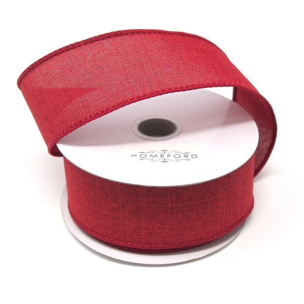 Canvas Ribbon Wired Edge, Red, 1-1/2-Inch, 10 Yards