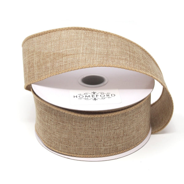 Canvas Ribbon Wired Edge, Light Natural, 1-1/2-Inch, 10 Yards