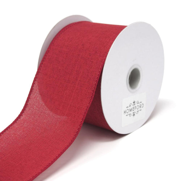 Canvas Ribbon Wired Edge, Red, 2-1/2-Inch, 10 Yards