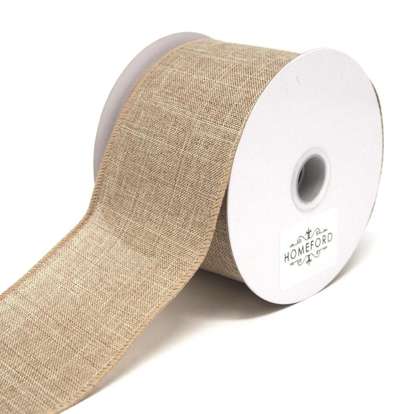 Canvas Ribbon Wired Edge, Light Natural, 2-1/2-Inch, 10 Yards