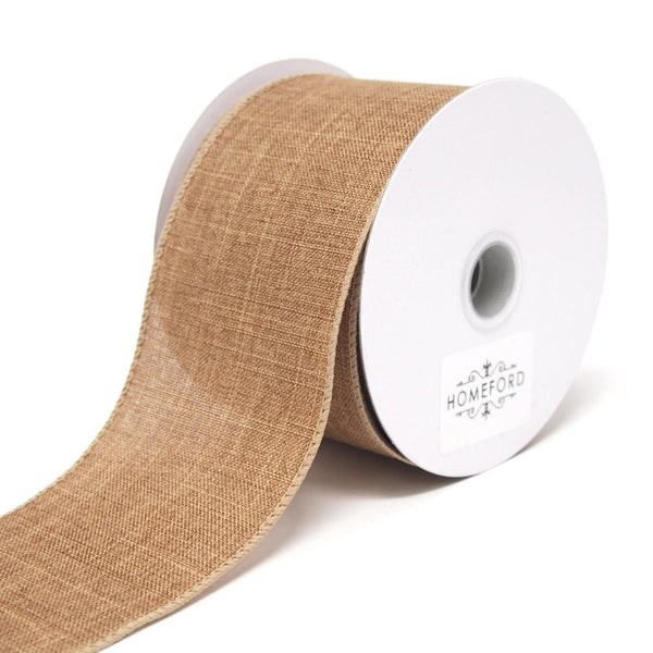 Canvas Ribbon Wired Edge, Dark Natural, 2-1/2-Inch, 10 Yards