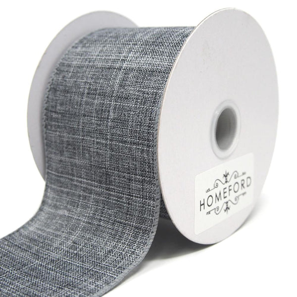 Canvas Ribbon Wired Edge, Grey, 2-1/2-Inch, 10 Yards