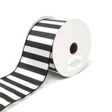 Christmas Stripes Satin Wired Edge Ribbon, Black/White, 10-Yard