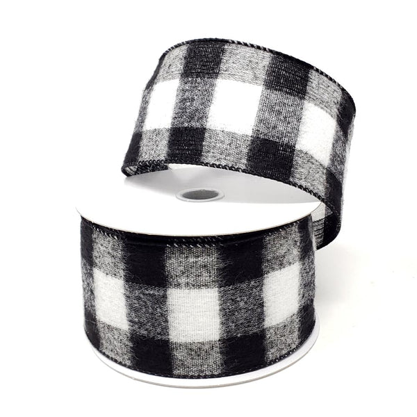 Christmas Buffalo Brushed Soft Wired Ribbon, 2-1/2-Inch, 10-Yard, Black/White