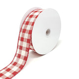 Christmas Canvas Gingham Wired Edge Ribbon, 10-Yard