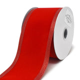 Red Velvet Metallic-Colored Trim Wired Ribbon, 2-1/2-Inch, 10-Yard