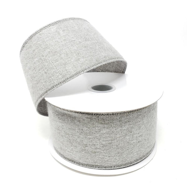 Christmas Soft Brushed Linen Wired Ribbon, 2-1/2-Inch, 10-Yard, Grey