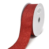 Christmas Flat Glitter Wired Edge Ribbon, 10-Yard