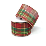 Christmas Classic Metallic Plaid Wired Edge Ribbon, Red/Green/Gold, 10-Yard