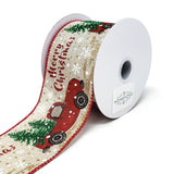 "Merry Christmas" Red Truck Linen Ribbon, 2-1/2-Inch, 10-Yard