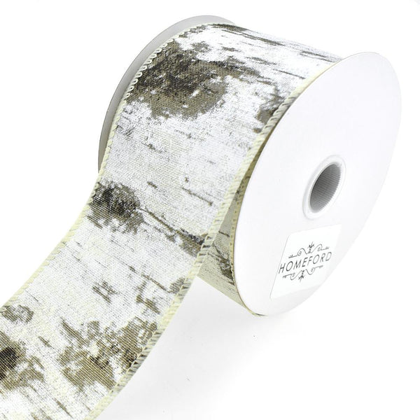 Birch Tree Canvas Wired Ribbon, 2-1/2-Inch, 10-Yard