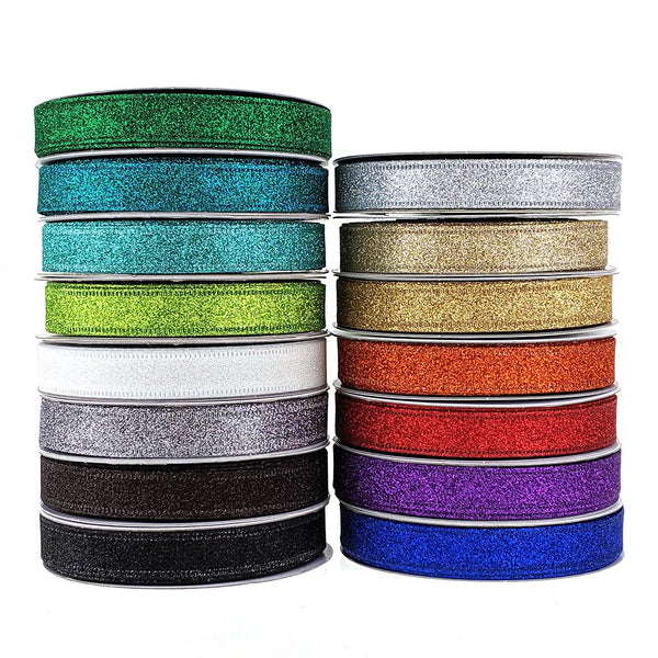 Sparkling Glitter Wired Ribbon, 5/8-Inch, 10-Yard