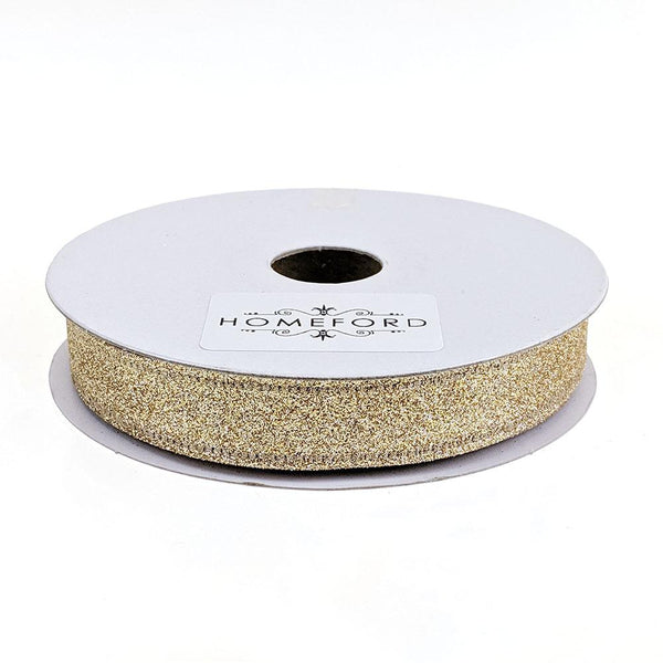 Sparkling Glitter Wired Ribbon, Light Gold, 5/8-Inch, 10-Yard