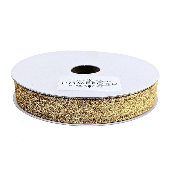 Sparkling Glitter Wired Ribbon, Gold, 5/8-Inch, 10-Yard