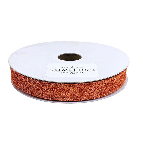 Sparkling Glitter Wired Ribbon, Orange, 5/8-Inch, 10-Yard