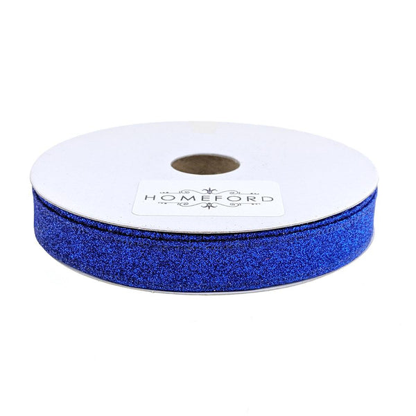 Sparkling Glitter Wired Ribbon, Royal Blue, 5/8-Inch, 10-Yard