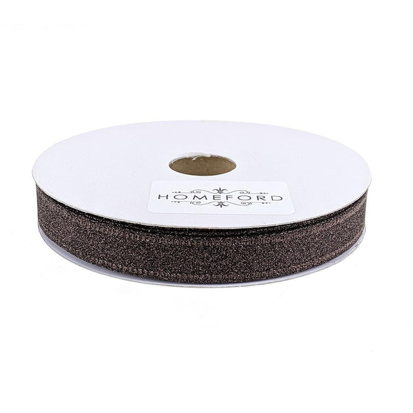 Sparkling Glitter Wired Ribbon, Chocolate, 5/8-Inch, 10-Yard