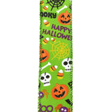 Cartoon Pumpkin and Skull Wired Ribbon, 1-1/2-Inch, 10-Yard