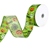 Cartoon Pumpkin and Skull Wired Ribbon, 1-1/2-Inch, 10-Yard