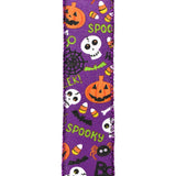 Cartoon Pumpkin and Skull Wired Ribbon, 1-1/2-Inch, 10-Yard