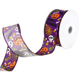 Cartoon Pumpkin and Skull Wired Ribbon, 1-1/2-Inch, 10-Yard