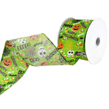 Cartoon Pumpkin and Skull Wired Ribbon, 2-1/2-Inch, 10-Yard