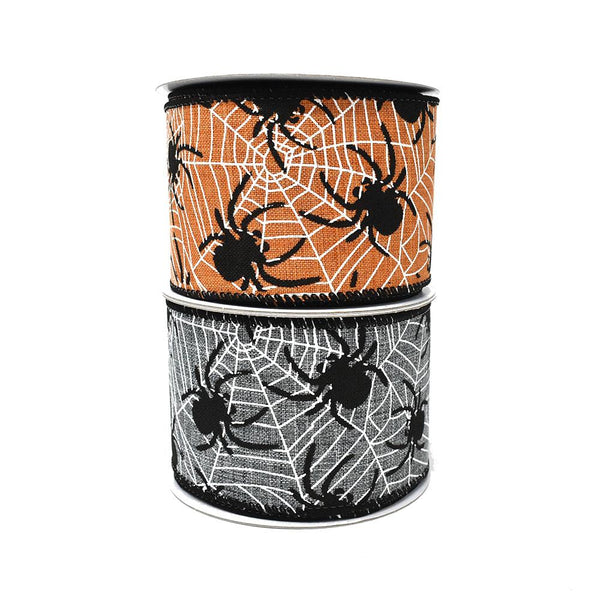 Spiders and Cobwebs Wired Ribbon, 2-1/2-Inch, 10-Yard