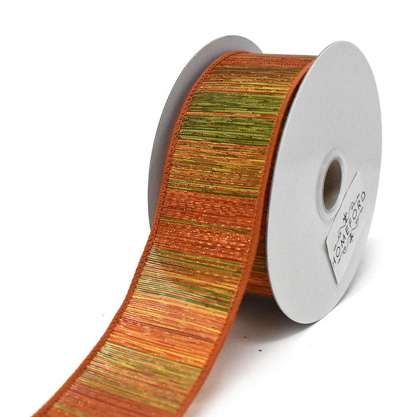 Woven Fall Ombre Stripes Wired Ribbon, 1-1/2-Inch, 10-Yard