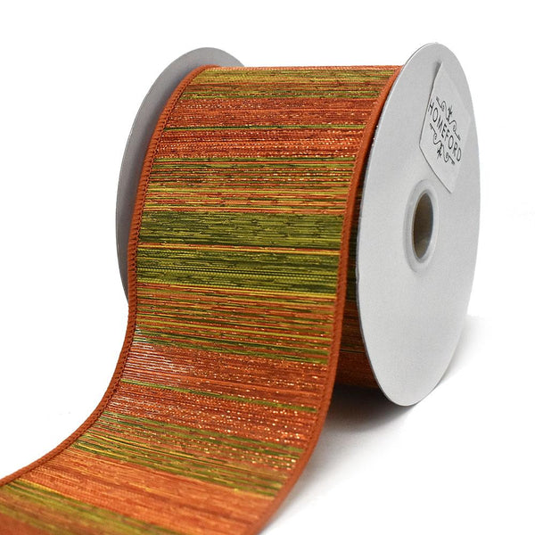 Woven Fall Ombre Stripes Wired Ribbon, 2-1/2-Inch, 10-Yard