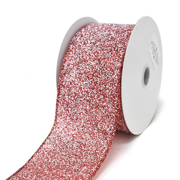 Glitter Red and White Wired Ribbon, 2-1/2-Inch, 10-Yard