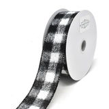 Brushed Square Plaid Wired Ribbon, 1-1/2-Inch, 10-Yard