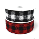 Brushed Square Plaid Wired Ribbon, 1-1/2-Inch, 10-Yard